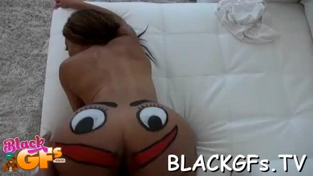 Hungry chick enjoys rear group-sex