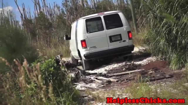 Petite teen hardfucked by van driver that is crazed